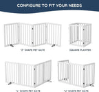 Homykic Bamboo Freestanding Dog Gate, No Assembly Pet Gate Indoor, 24”H x 75”W Extra Wide Foldable Puppy Barrier Fence with Support Feet for the House, Doorways Stairs, 4 Panels, No Drilling