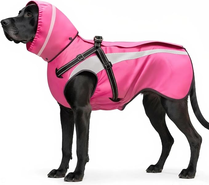 Dog Raincoat Waterproof Raincoats for Dog Reflective Dogs Rain Jackets with Hood Hoodie Pet Rain Poncho Coat for Small Medium Large Dogs Puppies S-XXL (Pink, XXL)