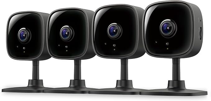 Tapo 1080P Indoor Security Camera, Baby Monitor, Dog Camera, C101(4-Pack) | Motion Detection, 2-Way Audio, Siren, Night Vision, Cloud & SD Card Storage, Works w/Alexa & Google Home, Wired, Black