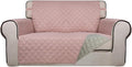 PureFit Reversible Quilted Couch Covers for Dogs Loveseat Sofa Cover 46.5” | Pink/Beige, Water Resistant Couch Protector, Washable Pet Couch Cover with Non Slip and Elastic Straps For Kids