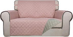 PureFit Reversible Quilted Couch Covers for Dogs Loveseat Sofa Cover 46.5” | Pink/Beige, Water Resistant Couch Protector, Washable Pet Couch Cover with Non Slip and Elastic Straps For Kids