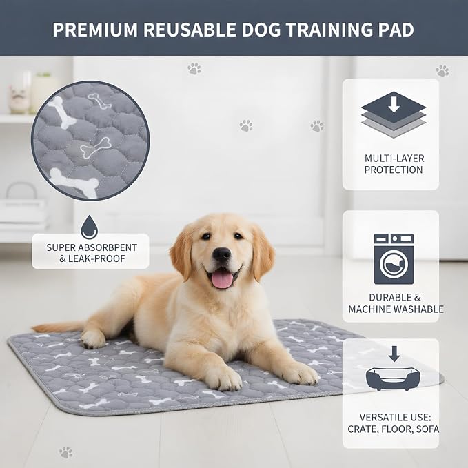 2 Pack Puppy Pads with Pheromones, Washable Puppy Pee Pads, Reusable Pads for Dogs & Cats, Leakproof & Odor Control, Non-Slip Training Pads for Home & Travel, 16"x24" (Lint Roller Included)
