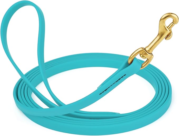 Viper Biothane K9 Working Dog Leash Waterproof Lead for Tracking Training Schutzhund Odor-Proof Long Line with Solid Brass Snap for Puppy Medium and Large Dogs, 15ft Sky Blue