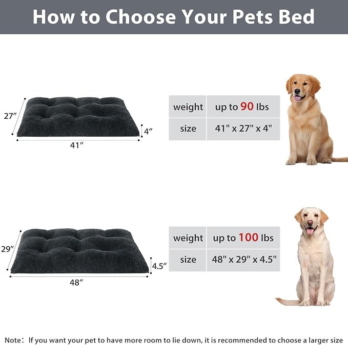 BFPETHOME Dog Beds for Large Dogs, Plush Dog Crate Bed Fluffy Cozy Kennel Pad for Sleeping &Ease Anxiety, Washable Pet Mats with Anti-Slip Bottom for Large Dogs, Navy