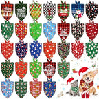 30 Pcs Christmas Dog Bandanas Bulk Adjustable Xmas Dog Scarves Bibs Winter Puppy Bandanas Pet Neckerchief Washable Holiday Bandana for Small Medium Large Dog Cat Pet Grooming Accessories by Piklodo
