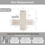 Boho Beige Quilted Recliner Covers, Water-Repellent Recliner Slipcovers, Lazy Boy Chair Covers, Pet Friendly Recliner Cover for Dogs Cats, Washable Furniture Protector (Recliner 22", Beige)