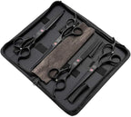 Moontay Professional 7" Dog Grooming Scissors Set 4PCS, Black | Straight, Upward Curved, Downward Curved, Thinning/Blending Shears for Dog, Cat and Pets, JP Stainless Steel