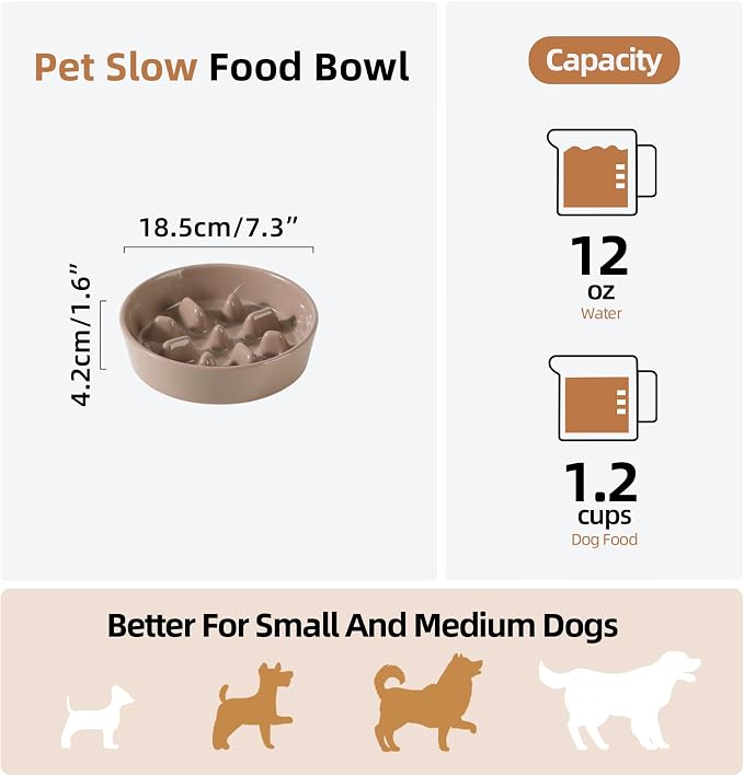 Havniva Slow Feeder Dog Bowls, Ceramic Dog Bowl Slow Feeder for Fast Eater | 1.2 Cups Puzzle Dog Food Bowl, Slow Feeding Bowls for Small & Medium Breed, Non-Slip Rubber Base, Anti-Choking