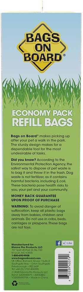 Bags on Board Dog Poop Bags, Strong Leak Proof Waste Bags, 315 Count | Strong Leak Proof Dog Waste Bags, 9 x 14 Inch Size, Assorted Multi-Color Bags, Durable Cleanup Solution, 315 Count