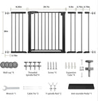 Mumeasy 36" Extra Tall Baby Gate for Stairs, 29.7-54.2" Wide Dog Gate for Doorways, Walk Thru Pet Safety Gate for Indoor, Pressure Mounted with Auto Close, Easy Install No Drill for Toddlers, Black
