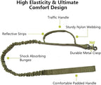 Tactical Dog Collar and Leash Set for Large Dogs with Control Handle，Green | 1000D Heavy-Duty Nylon Fabric,Quick-Release Metal Buckle,Adjustable Fit,Soft-Padded Webbing,D-Ring,for Training & Hiking,L
