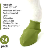 PawZ Rubber Dog Boots for Medium Paws - All-Weather Waterproof Dog Shoes, Anti-Slip Traction for Rain, Snow, Mud & Hot Pavement - Pull-On Dog Booties, Olive Green - Medium (2.5" - 3") - Pack of 24