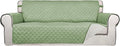 PureFit Reversible Quilted Sofa Cover Dog Couch Covers for Sofa, 66 in | Sage Green/Ivory, Water Resistant Couch Protector, Washable Pet Couch Cover with Non Slip and Elastic Straps For Kids