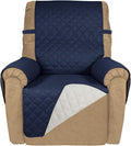 PureFit Reversible Recliner Chair Covers Couch Covers for Dogs, 19 in | Navy/Ivory, Water Resistant Couch Protector, Washable Pet Couch Cover with Non Slip and Elastic Straps For Kids