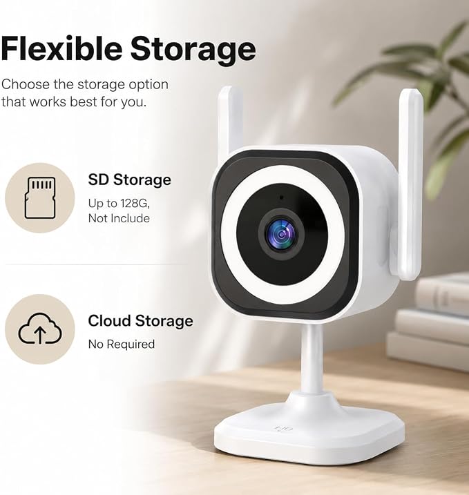 2K Indoor Outdoor Security Cameras for Home Security, Baby Monitor, 2Pack | 5G/2.4G WiFi Camera for Dog/Pet, Color Night Vision, 4X Zoom, 2-Way Audio, IP66, SD/Cloud, Plug-in