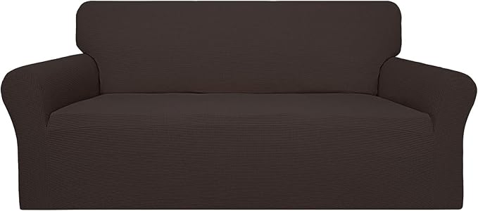 Easy-Going 100% Waterproof Couch Cover, 3 Cushion Oversized Sofa Cover | Leakproof Sofa Slipcover, Stretch Jacquard Furniture Protector Against Stain Spill from Kids, Pets, Dog, Chocolate