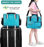 PetAmi Dog Travel Bag Organizer, Pet Travel Kit with 2 Food Containers & 2 Collapsible Dog Bowls, Pet Supplies Tote with Luggage Sleeve, Weekend Road Trip Camping Essentials, Teal Blue, Medium