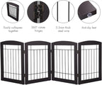 Dog Gate - 4 Panel Foldable Pet Gate Indoor for Doorways, House, Stairs, Freestanding Gate for Dogs - 80x24 -Inch Puppy Safety Fence by PAWLAND, Espresso