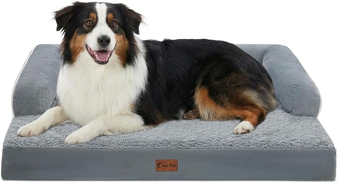 Waterproof Orthopedic Dog Bed for Medium Dogs, 35x22in, Grey | Orthopedic Foam Relieves Joint Pressure, Bolsters Supports Head And Neck, Washable Cover, Non-Slip Bottom