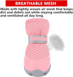 QUMY 4PCS Dog Shoes for Small Dogs, Hot Pavement Summer Puppy Dog Boots & Paw Protectors with Soft Anti-Slip Rubber Sole, Mesh Breathable Dog Booties for Hardfloors, Walking Running Pink Size 4 | Small Medium Dog Summer Shoes, Soft Anti-Slip Rubber Sol...