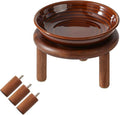 Havniva Elevated Cat Bowls, Ceramic Cat Bowl with Wood Stand, Wide Opening | 5.7” Raised Cat Food Bowls, Whisker Friendly Cat Dish, Anti-Slip Cat Water Bowls, Shallow Cat Bowls, Cat Food & Water Bowl