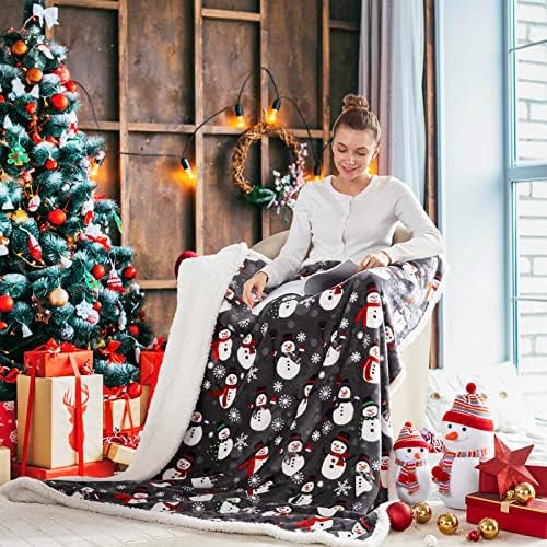 Touchat Sherpa Christmas Throw Blanket, Fuzzy Fluffy Soft Cozy Blanket, Fleece Flannel Plush Microfiber Blanket for Couch Bed Sofa (50" X 60", Snowman) - Image 6