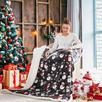 Touchat Sherpa Christmas Throw Blanket, Fuzzy Fluffy Soft Cozy Blanket, Fleece Flannel Plush Microfiber Blanket for Couch Bed Sofa (50" X 60", Snowman) - Image 6