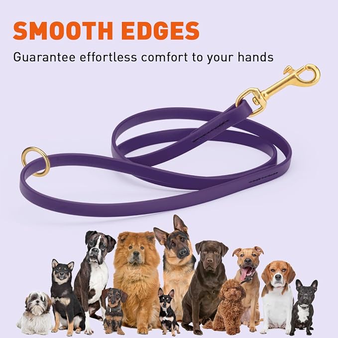 Viper Biothane K9 Working Dog Leash Waterproof Lead for Tracking Training Schutzhund Odor-Proof Long Line with Solid Brass Snap for Puppy Medium and Large Dogs 6ft, Violet Purple