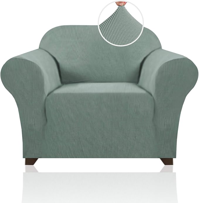 Stretch Chair Cover Chair Slipcovers with Arms 1-Piece Chair Sofa Slipcovers or Living Room Non Slip Armchair Cover Furniture Protector Dogs Pet Friendly(ArmchairSage
