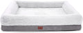 WINDRACING Orthopedic Dog Bed for Large Dogs, Bolster Sides Dogs Sofa Bed with Removable Washable Cover & Non-Skid Bottom, Soft Pet Bed with Egg Foam Dog Couch for Sleeping, 36 x 23 Inch, Gray