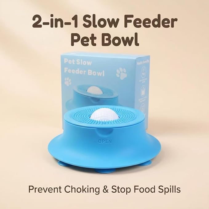 2-in-1 Silicone Slow Feeder Lick Bowl Suction Cup Anxiety Relief for Dogs & Cats