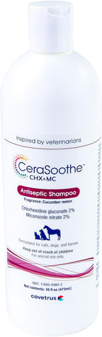CeraSoothe® CHX+MC Antiseptic Shampoo for Dogs, Cats & Horses – Skin Cleansing with Chlorhexidine & Miconazole 16 oz