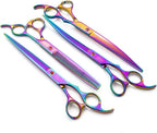 Moontay Professional 8.0" Dog Grooming Scissors Set, 4-pieces Straight, Upward Curved, Downward Curved, Thinning/Blending Shears for Dog, Cat and Pets, JP Stainless Steel, Multicolour | Straight, Upward Curved, Downward Curved, Thinning/Blending Shears...