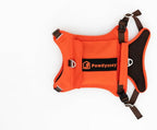 2-in-1 Dog Harness with Built-in Raincoat, Waterproof Packable Dog Rain Jacket, Reflective Adjustable Dog Rain Coat with Leash Portal, Orange Harness/Brown Raincoat, Medium