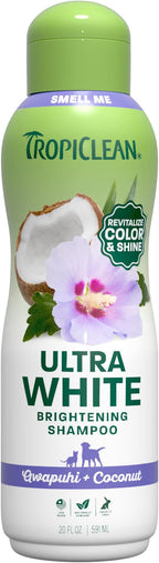 TropiClean Whitening Dog Shampoo, Whitening & Brightening, For All Coat & Color Types, Puppy Safe, Made in the USA, Cat Friendly, 20oz.