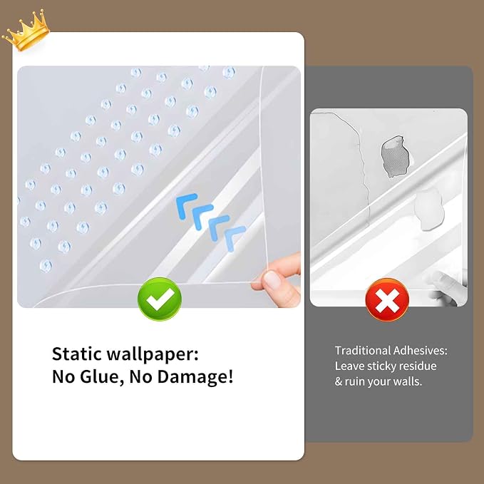 Clear Electrostatic Wall Protector, Static Protective Film, Adhesive-Free, No Residue Protection for Behind Trash Cans, Against Dog Scratches, Furniture, Doors, Splashes and Stains (15.78in*16.4ft)