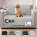 Sofa Shield 100% Waterproof Couch Cover with Patented Straps, Slip & Stain Resistant Furniture Protector, Machine Washable Sofa Slipcover for Dogs Cats Pets Kids, 54 inch Seat, Loveseat, Light Gray