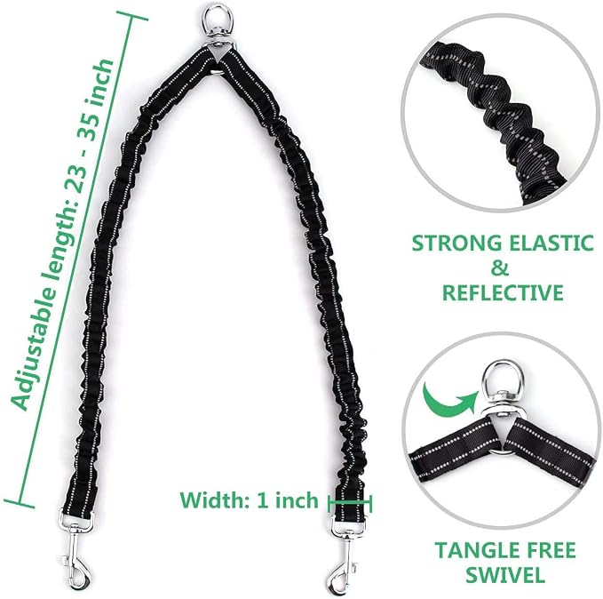 Dual Retractable Dog Leash for Walking 2 Small Dogs(Up to 44 Lbs Each) - Double Headed 18.5ft Extendable Pet Leash with Poop Bags, Non Slip Grip, One Button Control, 360 Tangle-Free (Gray, Medium)