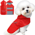 Dog Raincoat Dogs Rain Jacket Reflective Waterproof Pet Clothes Lined Poncho Rainwear Pocket Hooded Leash Hole Adjustable for Small Medium Dogs Puppy,Red,XL,Back Length 14.9 Inch