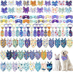 Reginary 120 Pcs Ocean Animals Dog Bandanas Bulk Dog Bows Set Bow Ties Cat Scarf Colorful Washable Triangle Pet Kerchief Cute Bib for Summer Small Medium Large Pets Grooming Accessories Costume by Reginary