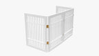 Urnporium Pet Dog Gate Freestanding, Strong Durable Folding Wooden Fence, Portable Acacia Hardwood Safety Barrier for Indoor & Outdoor Use (White Pet Gate, 4 Panel 24" Tall)