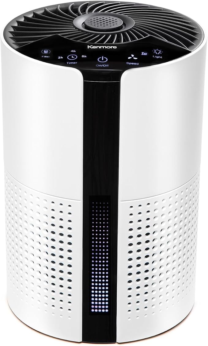 Kenmore Air Purifiers Up to 348 Sq.Foot with H13 True HEPA Filter | Child Lock, Sleep Mode for Small Rooms for Bedroom