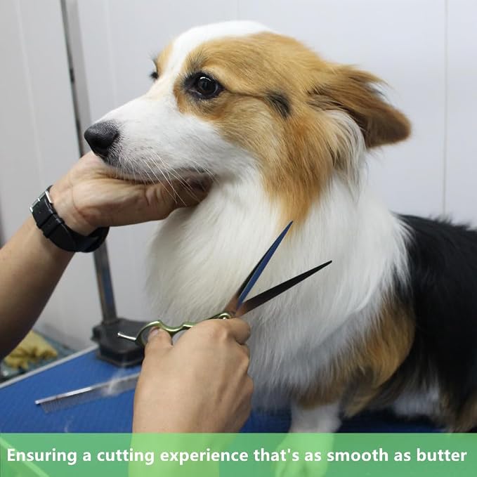 HASHIMOTO Ultralight Dog Cutting Scissors for Grooming, 7.0 inch. | Ultralight Aluminum Handles, 440C Stainless Steel, Straight Blade.