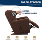 Asnomy Stretch Recliner Chair Covers with Pockets 1-Piece（Chocolate） | Velvet Washable Elastic Luxury Plush Reclining Furniture Protector for Dogs Cats or Lazy Boy Recliner Covers