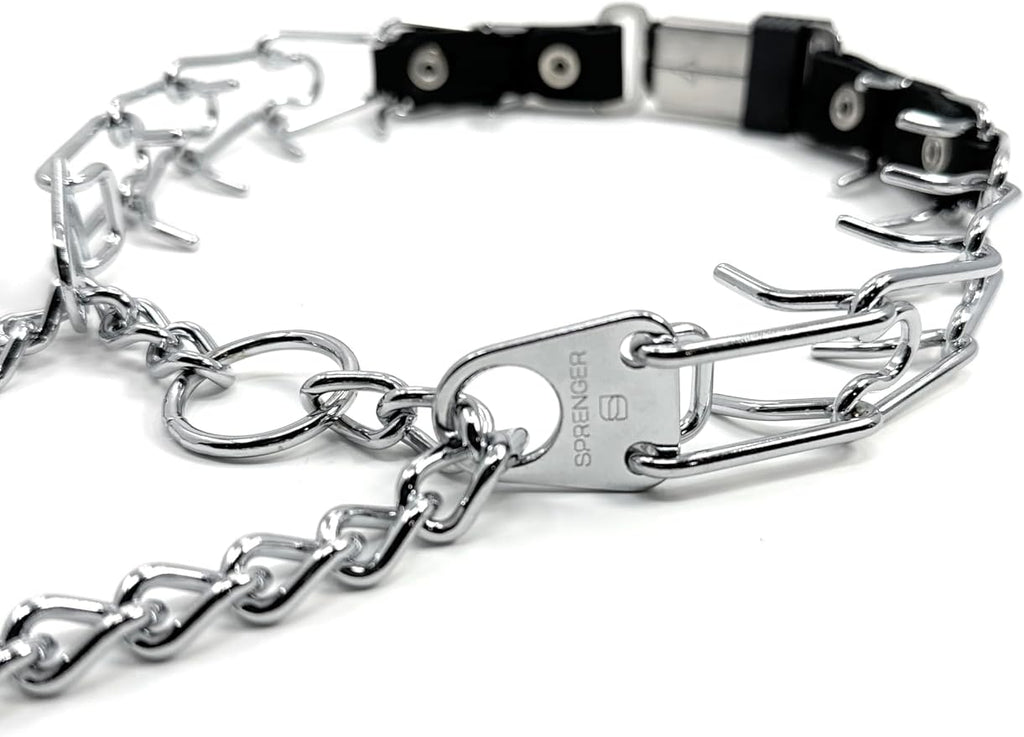 Herm Sprenger Prong Collar for Dog Training with Easy Quick Release Cliclock & ORing - German Made Dog Collar with Chrome Plated Steel 4mm Prongs for Extra Large Dogs (26-31" Neck)