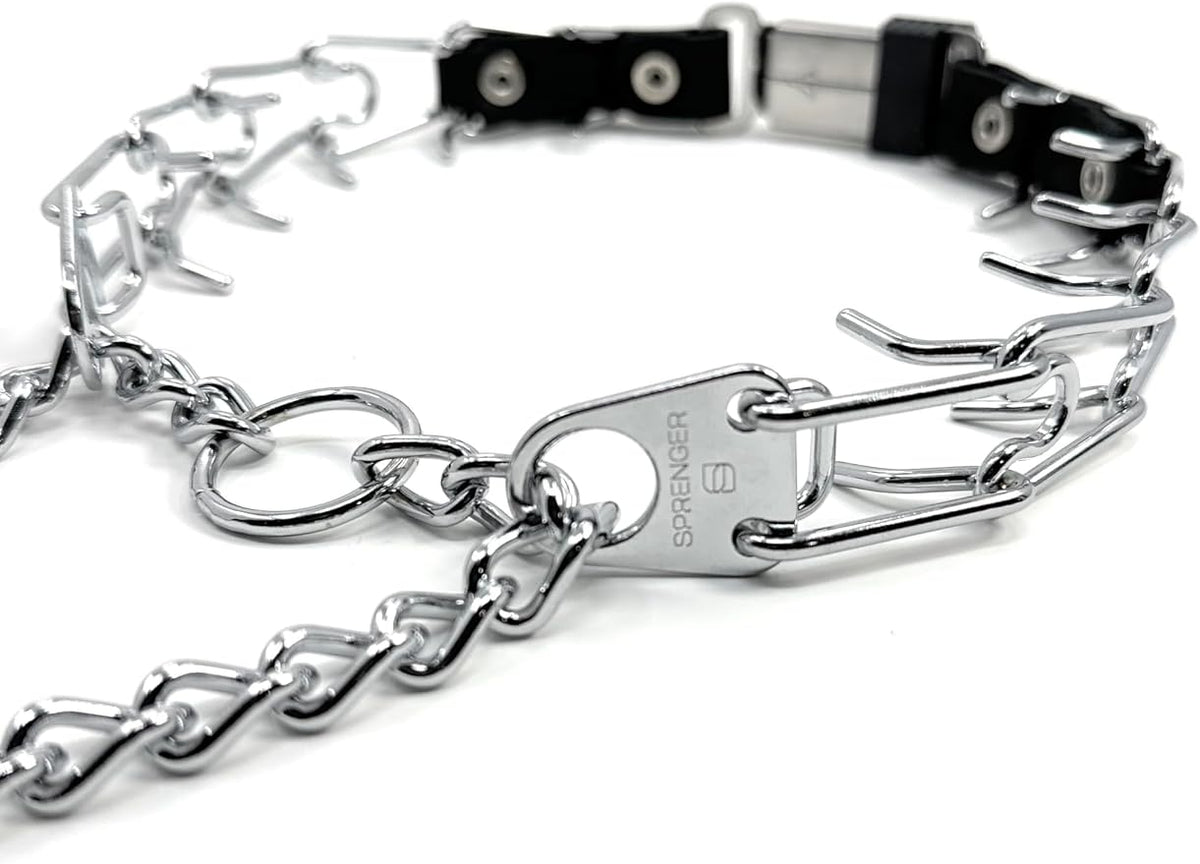 Herm Sprenger Prong Collar for Dog Training with Easy Quick Release Cliclock & ORing - German Made Dog Collar with Chrome Plated Steel 4mm Prongs for Extra Large Dogs (26-31" Neck)