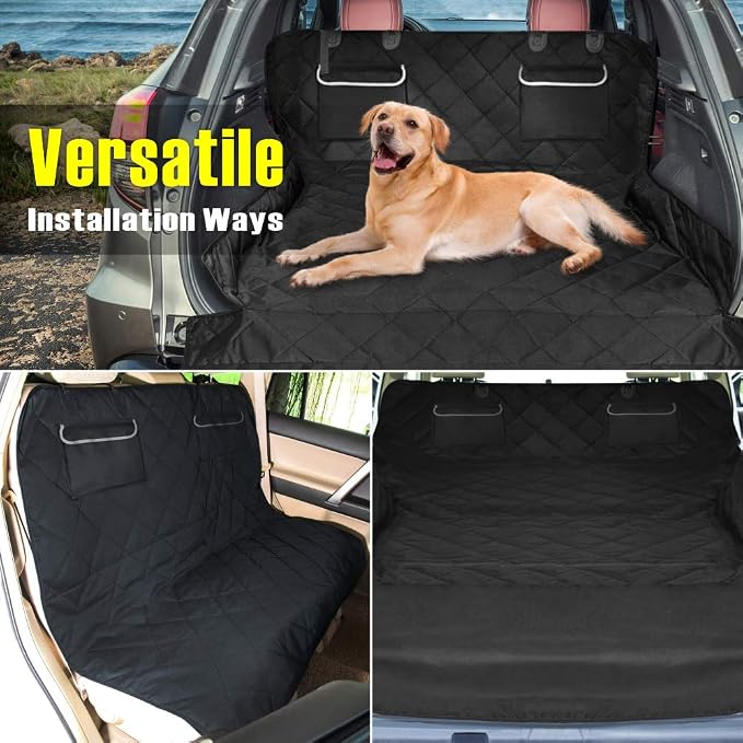 F-color SUV Cargo Liner for Dogs - Heavy Duty Cargo Cover for Mid-Size SUVs | Water Resistant, Bumper Flap, Non-Slip Mat, Car Trunk Dog Car Seat Cover Prevents Scratches Pet Hair Mud Dirt for Sedans Vans