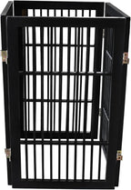 Urnporium Pet Dog Gate Freestanding, Strong Durable Folding Wooden Fence, Portable Acacia Hardwood Safety Barrier for Indoor & Outdoor Use (Black Pet Gate, 4 Panel 30" Tall)