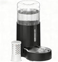 CZPET Automatic 4L Filter Dog and Cat Water Dispenser with Stainless Steel Bowl Gravity Waterer,Large Capacity and Drinking Area Noise-Free for Pets (Black) | With Stainless Steel Bowl Gravity Waterer, Large Capacity and Drinking Area Noise-Free for Pets