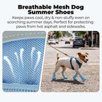 Summer Dog Boots, Breathable Mesh Doggy Shoes Paw Protectors for Hot Pavement, Anti Slip and Reflective Foot Protectors for Indoor Outdoor, Blue, Size 0
